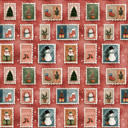 Christmas Stamps Digital Seamless Pattern