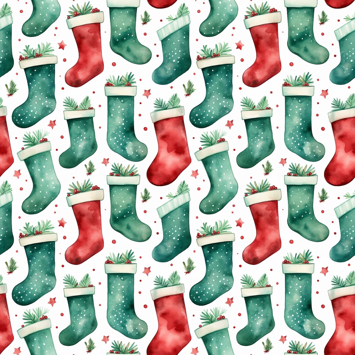 Christmas Stockings Digital Seamless Pattern