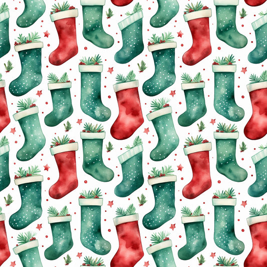 Christmas Stockings Digital Seamless Pattern
