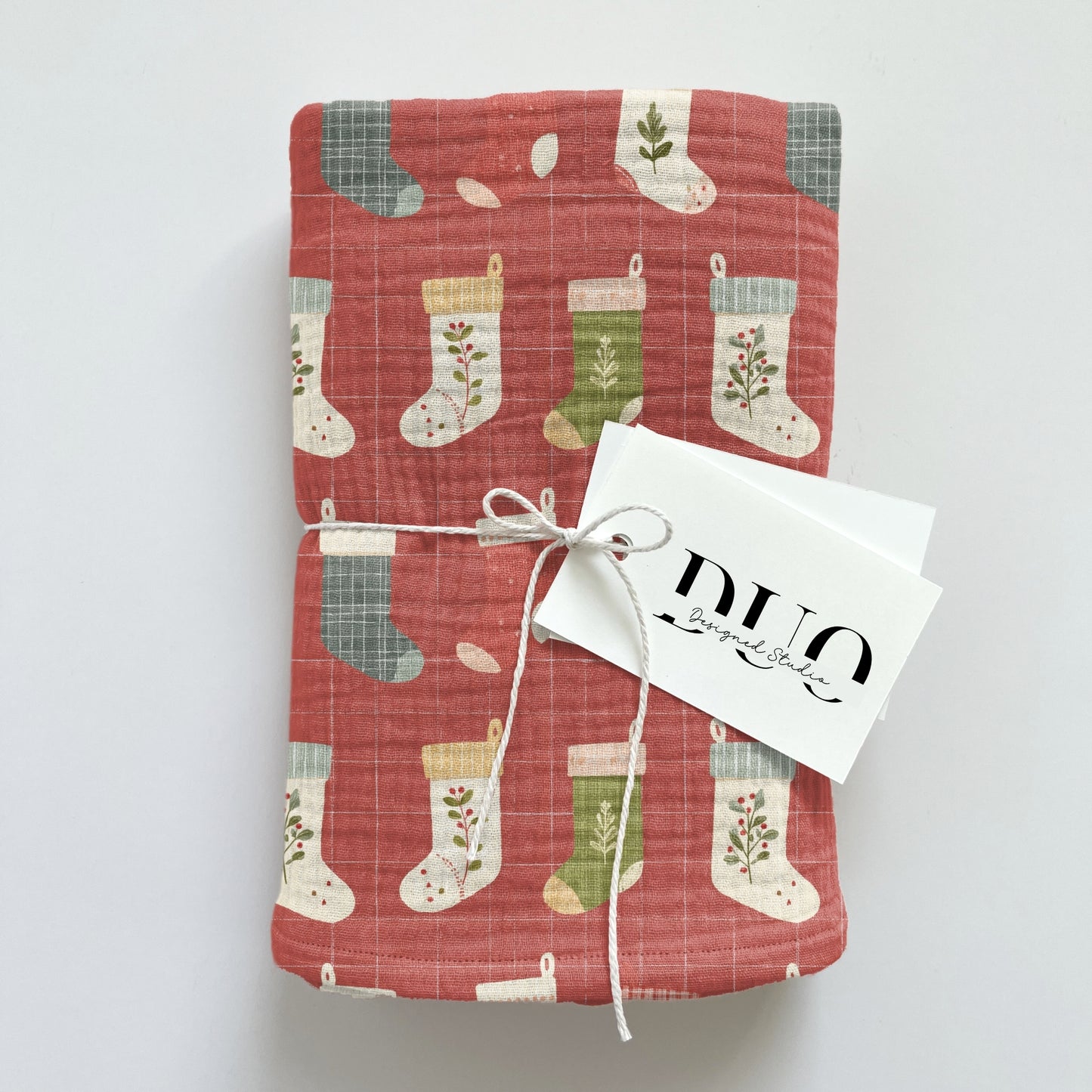 Christmas Stockings on Red Digital Seamless Pattern