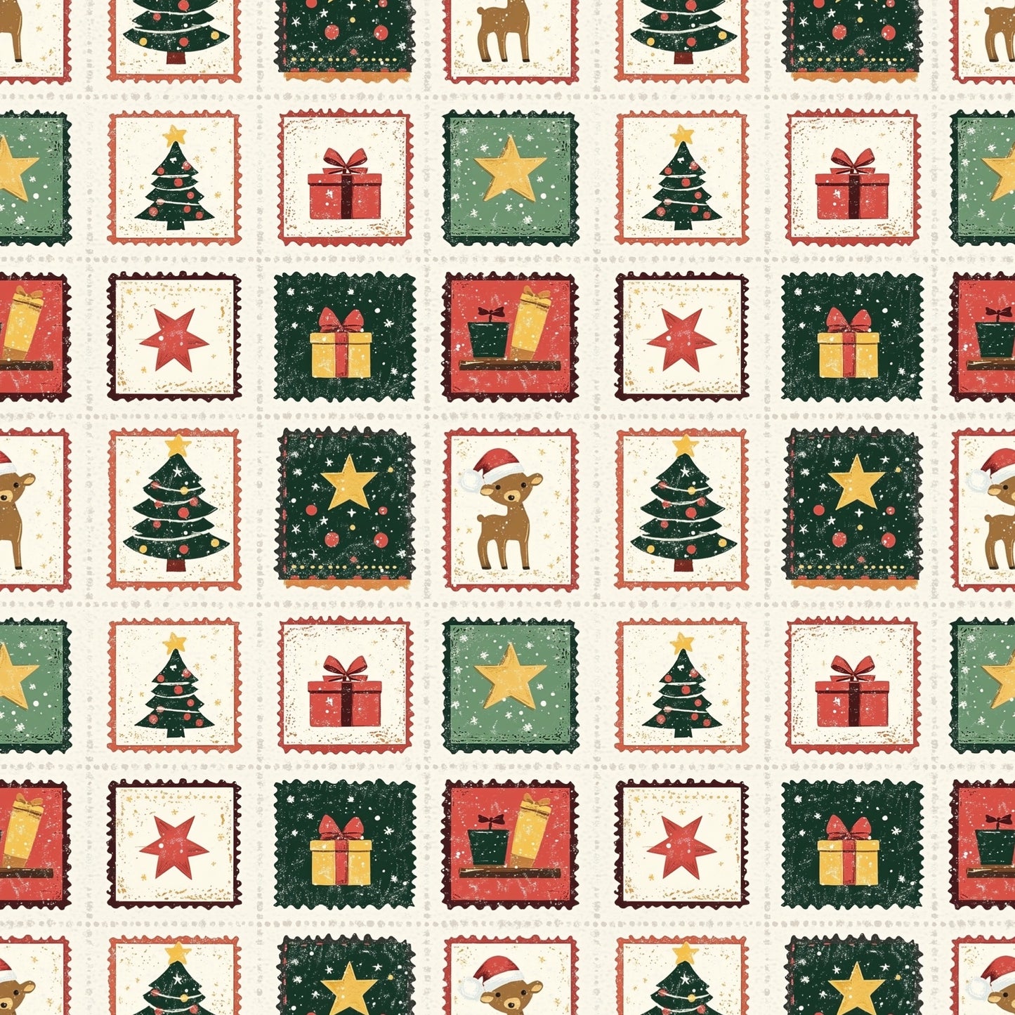 Christmas Time Stamps Digital Seamless Pattern