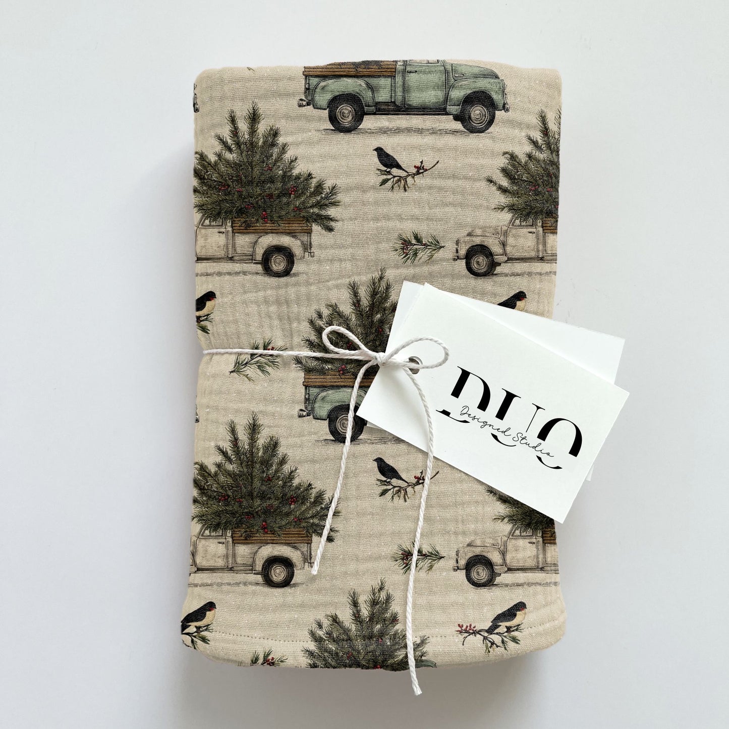 Christmas Trucks Presents Digital Seamless Pattern