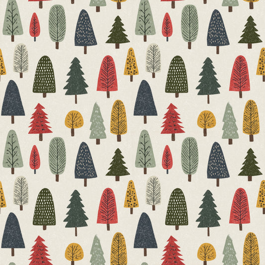 Neutral Christmas Trees Digital Seamless Pattern
