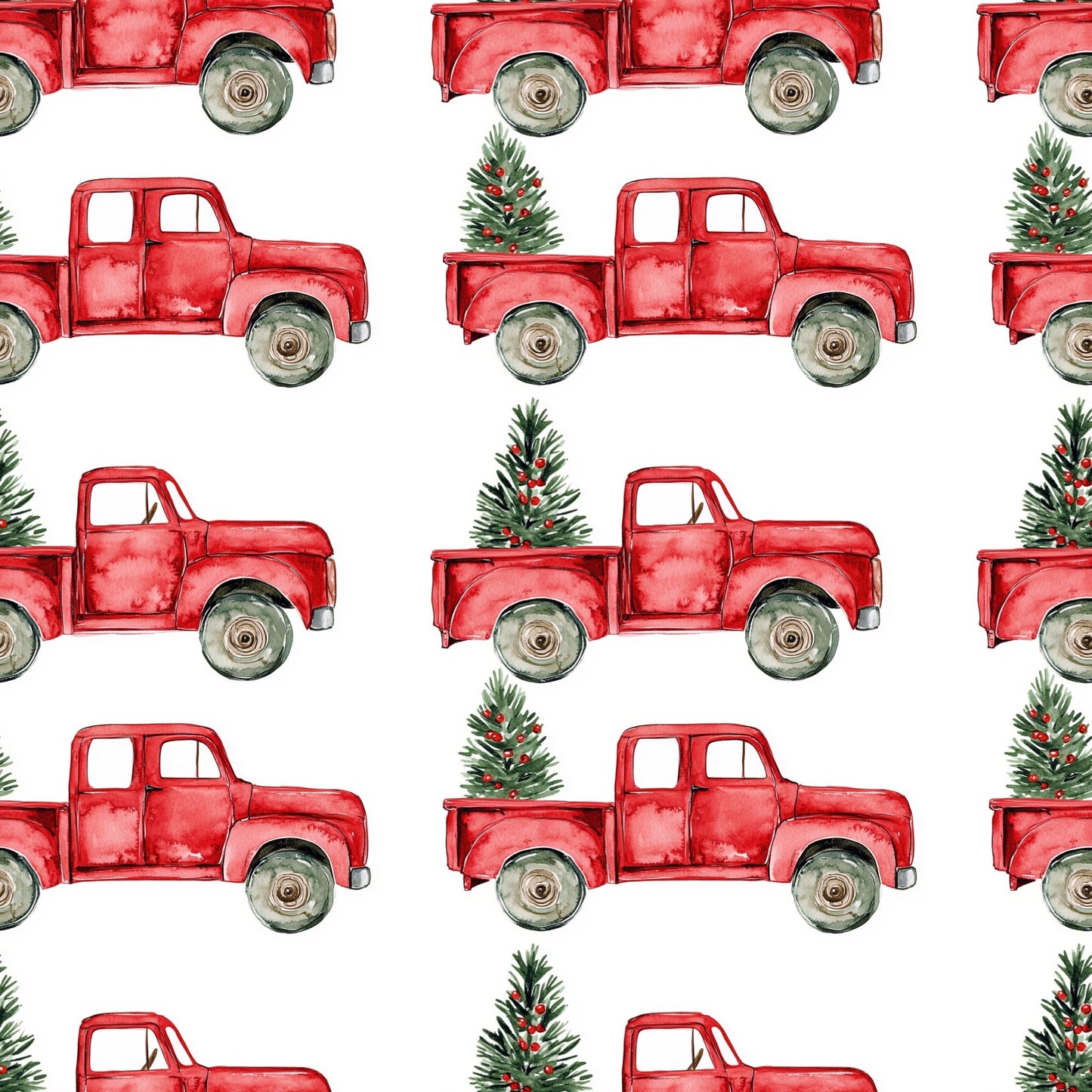 Christmas Trucks Presents Digital Seamless Pattern