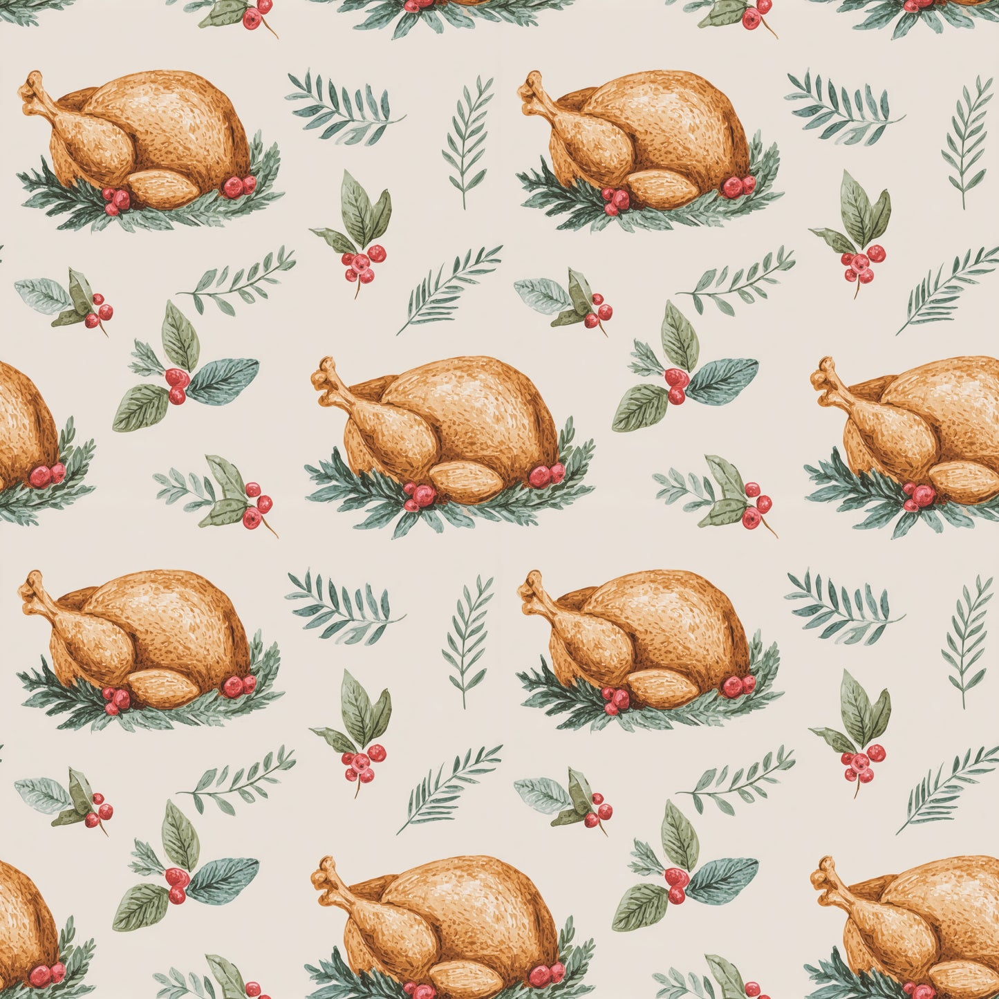 Christmas Turkey Digital Seamless Pattern