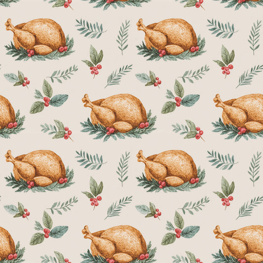 Christmas Turkey Digital Seamless Pattern