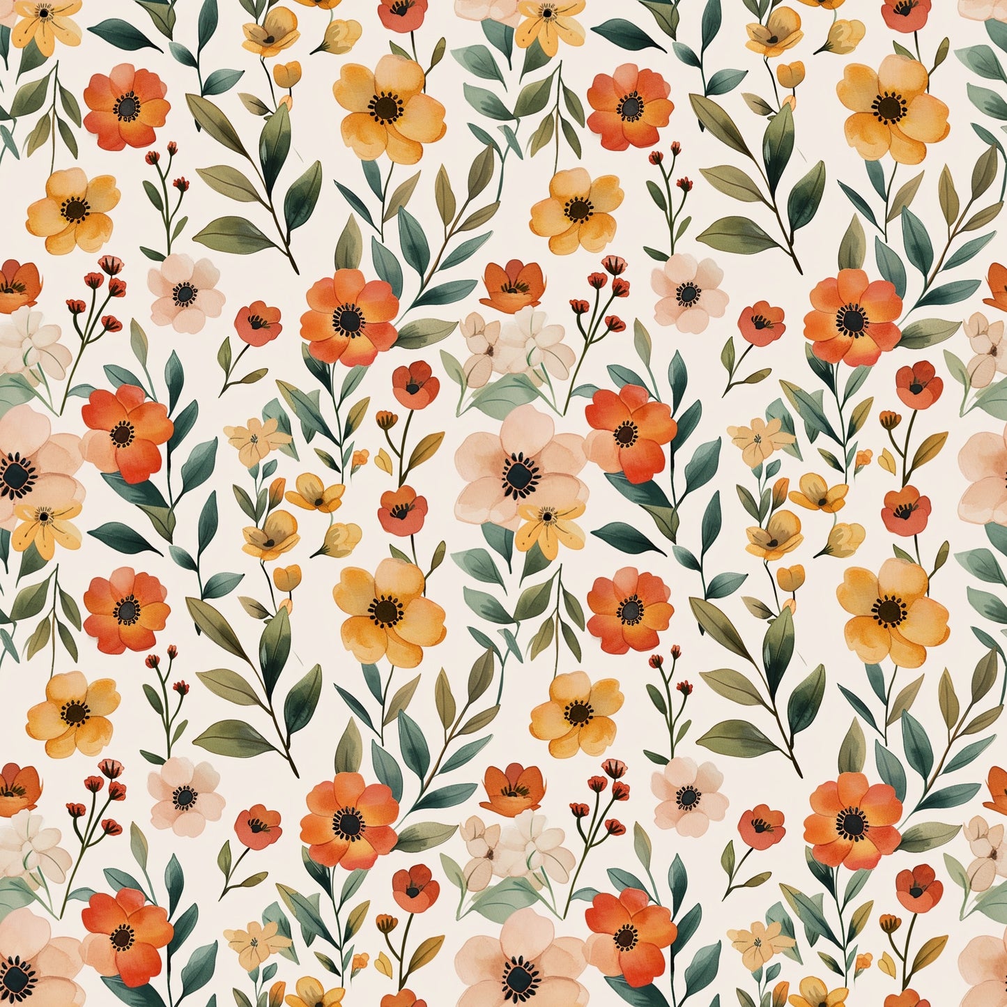 Citrus Floral Digital Seamless Pattern