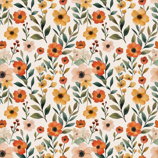 Citrus Floral Digital Seamless Pattern
