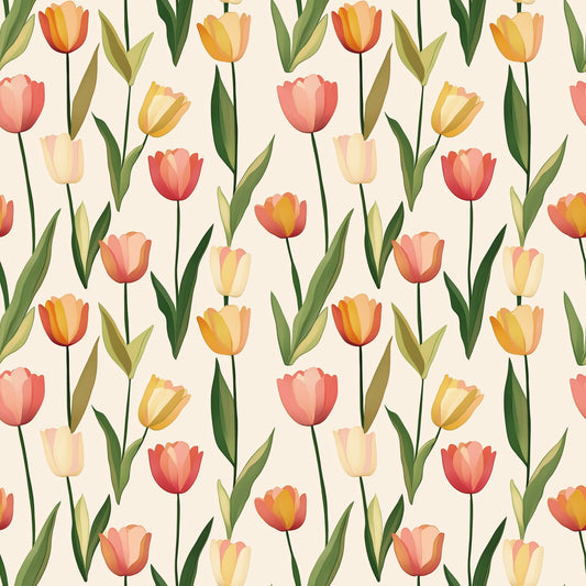 Citrus Tulips Digital Seamless Pattern