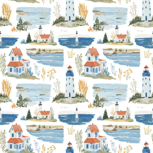 Coastal Seaside Digital Seamless Pattern