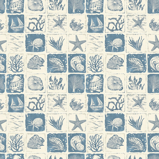 Coastal Squares Digital Seamless Pattern