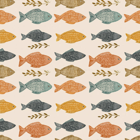 Coloured Earthy Fish Digital Seamless Pattern