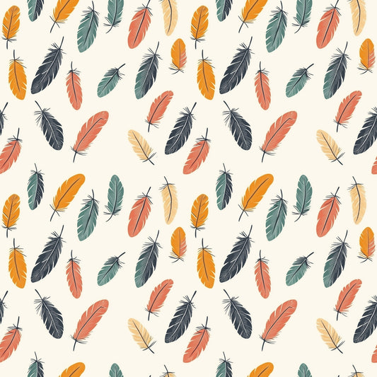 Coloured Feathers Boho Digital Seamless Pattern