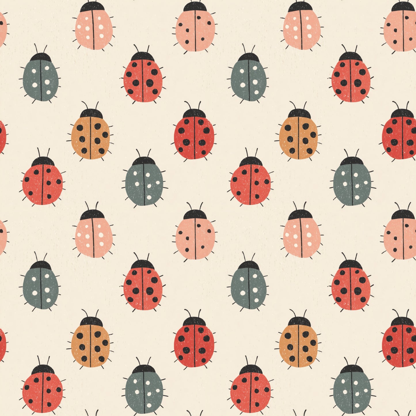 Coloured Ladybugs Digital Seamless Pattern