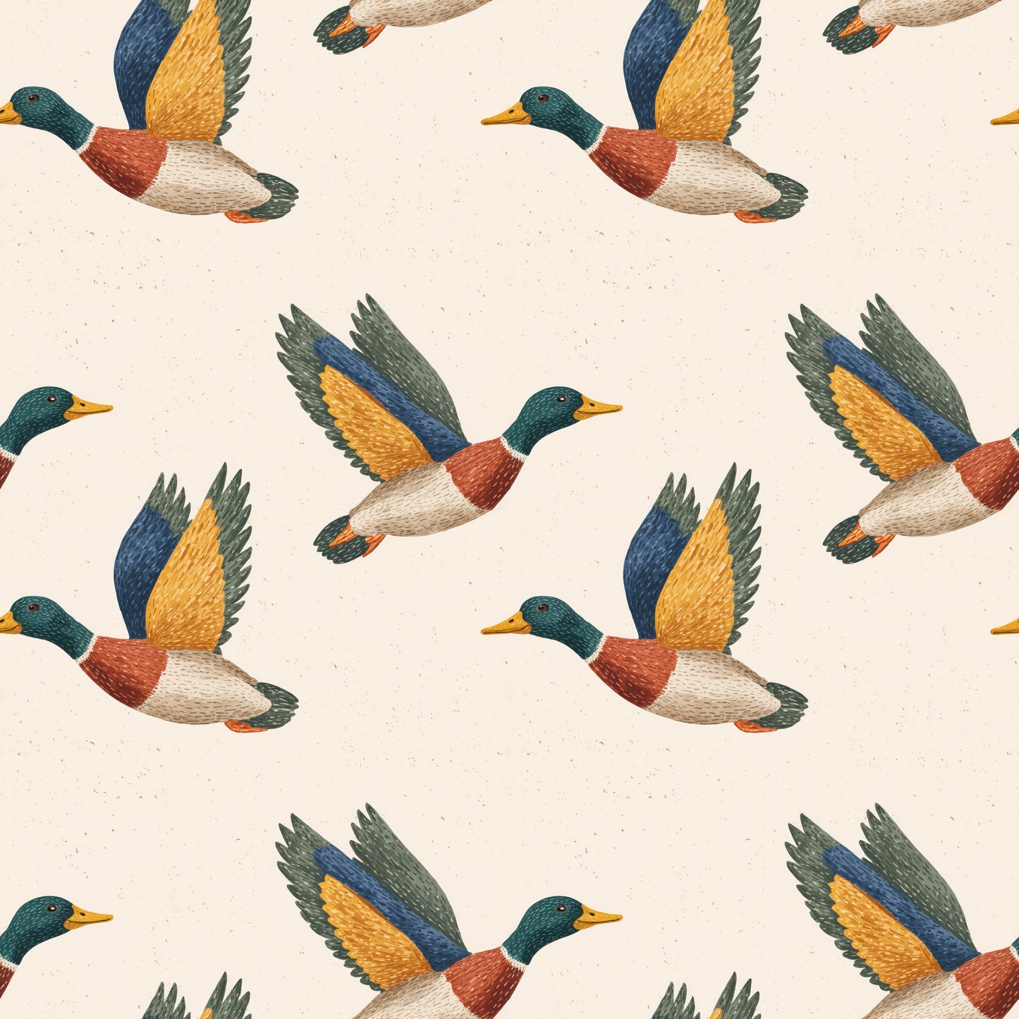 Coloured Neutral Mallards Digital Seamless Pattern