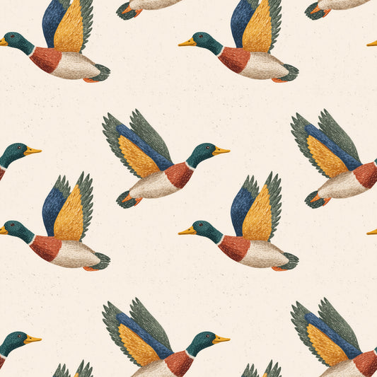 Coloured Neutral Mallards Digital Seamless Pattern