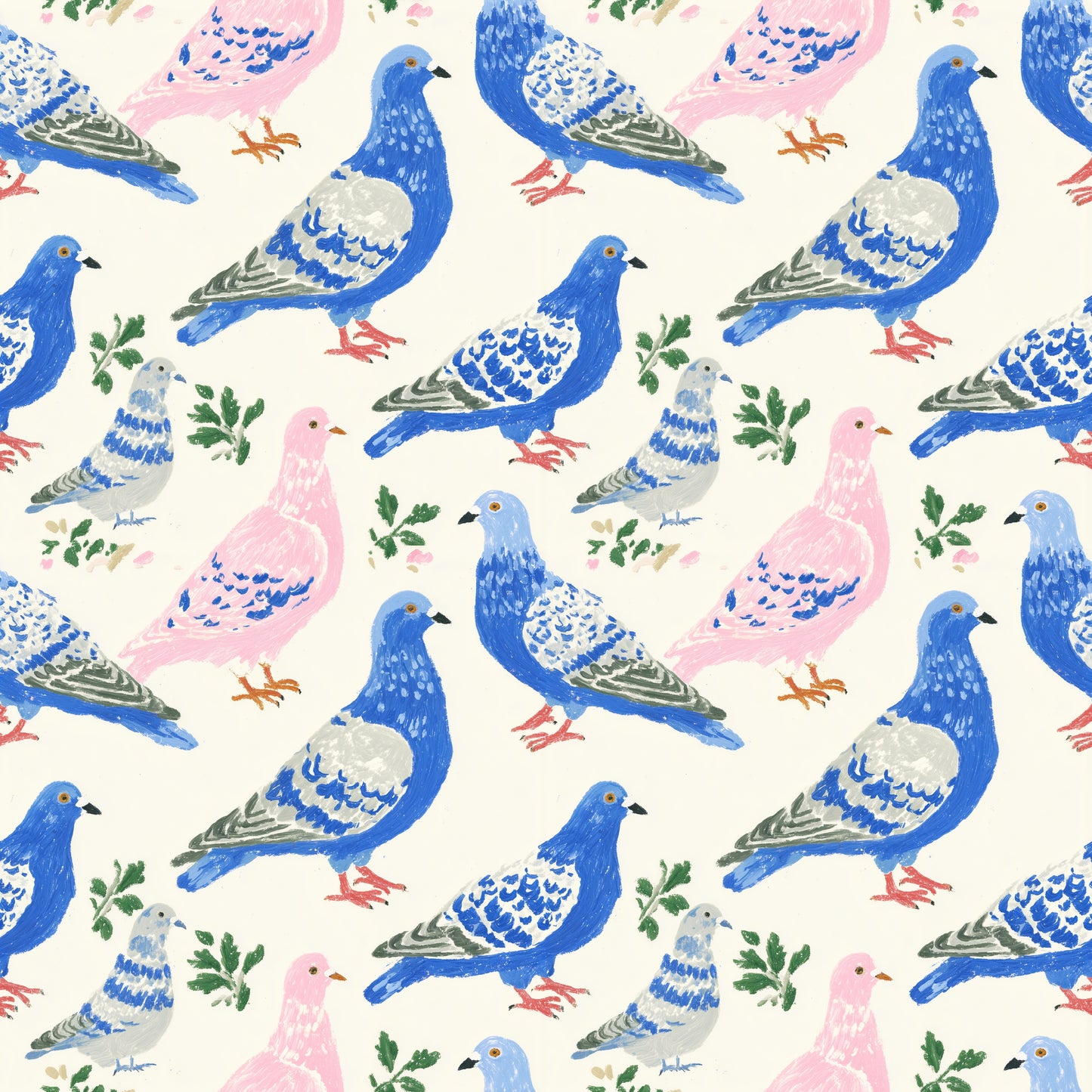 Coloured Pigeons Digital Seamless Pattern