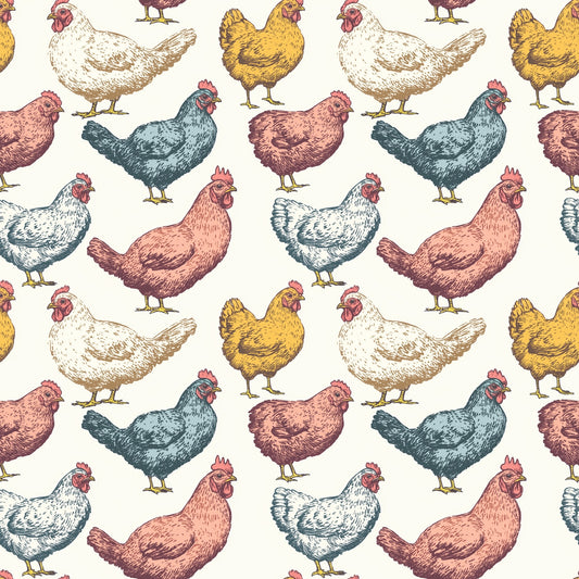 Colourful Chickens Digital Seamless Pattern