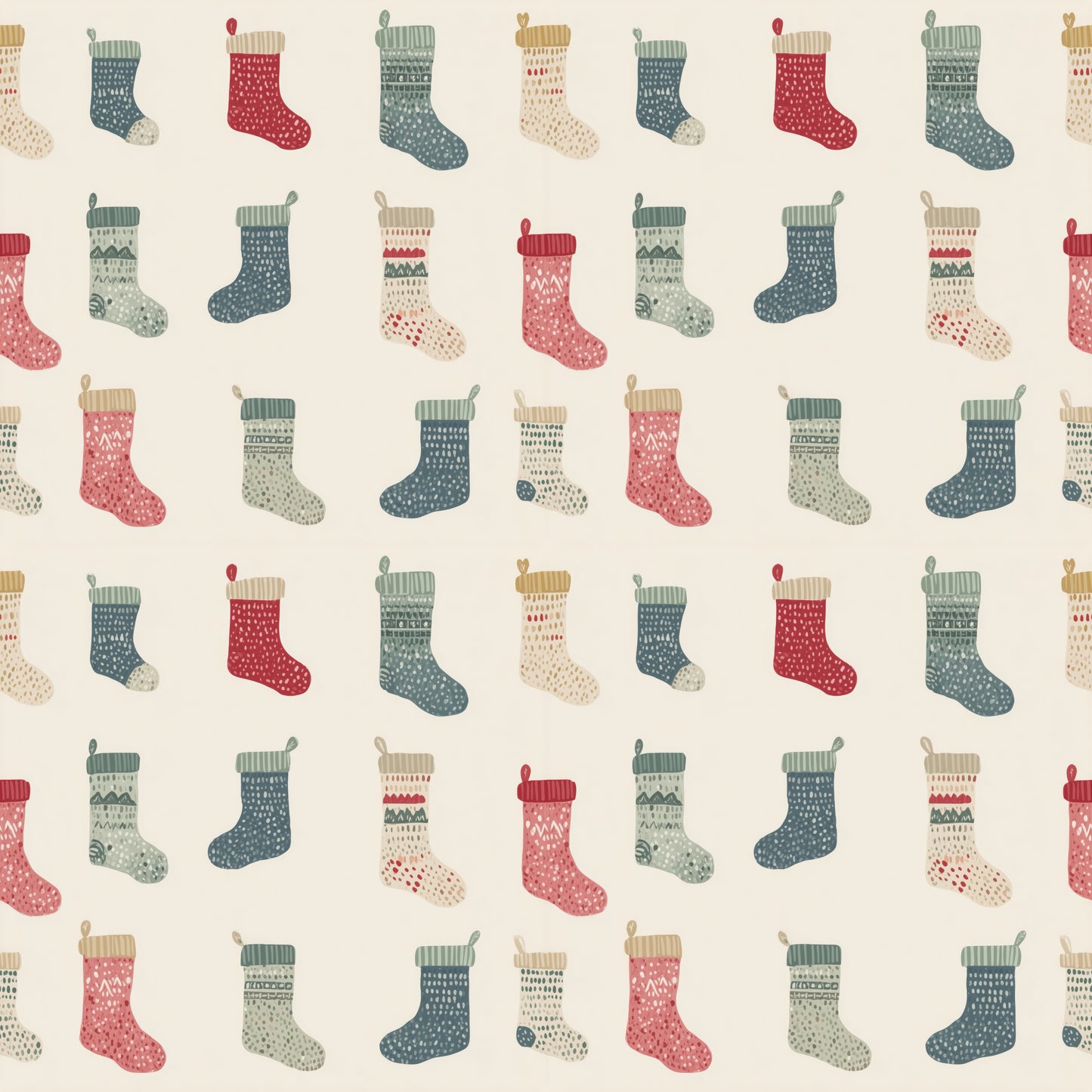 Colourful Christmas Stockings Digital Seamless Pattern