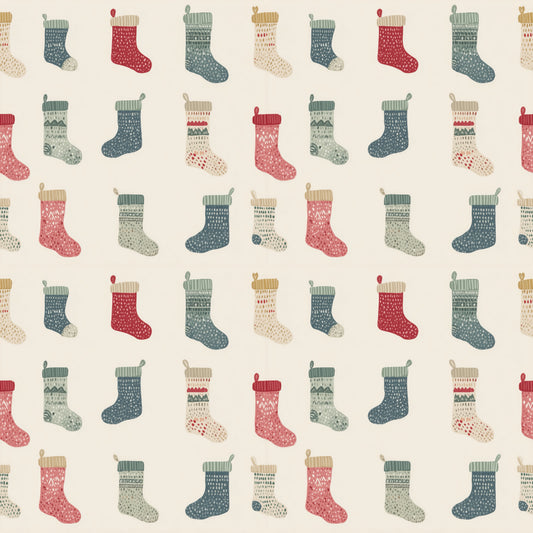 Colourful Christmas Stockings Digital Seamless Pattern