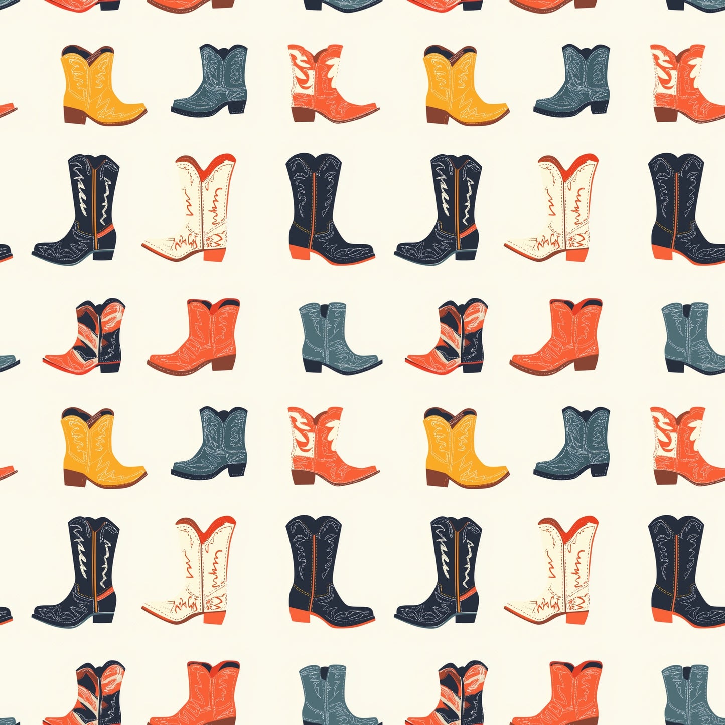 Colourful Cowboy Boots Digital Seamless Pattern