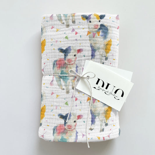 Colourful Cows Digital Seamless Pattern