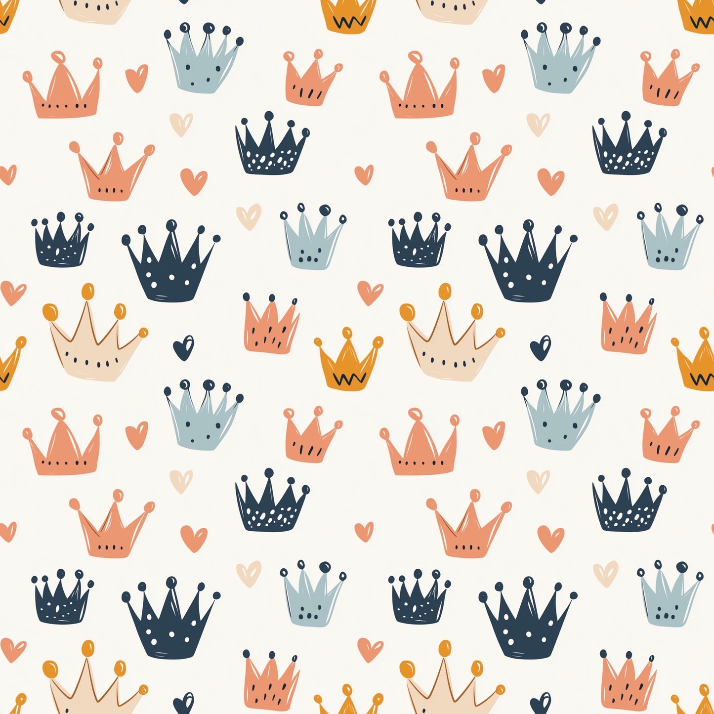 Colourful Crowns Digital Seamless Pattern