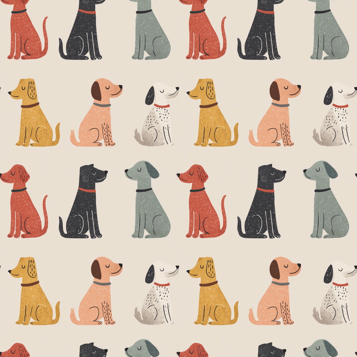 Colourful Dogs Digital Seamless Pattern