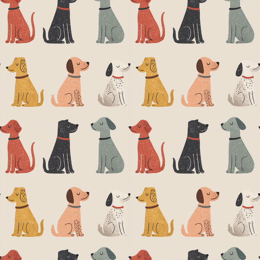 Colourful Dogs Digital Seamless Pattern