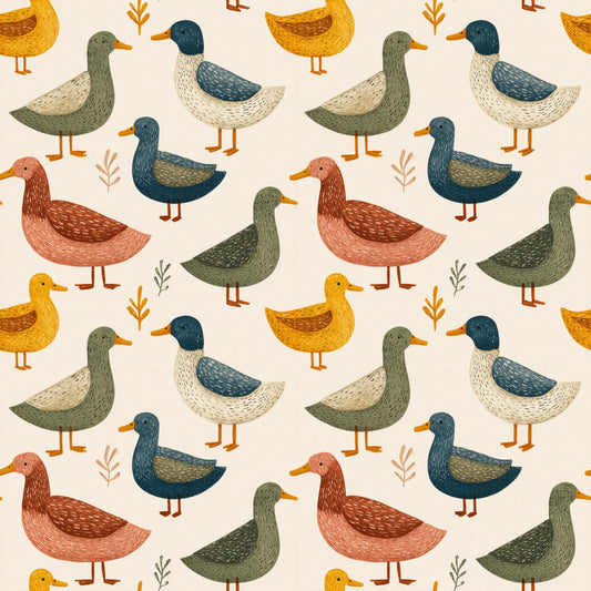 Colourful Ducks Digital Seamless Pattern