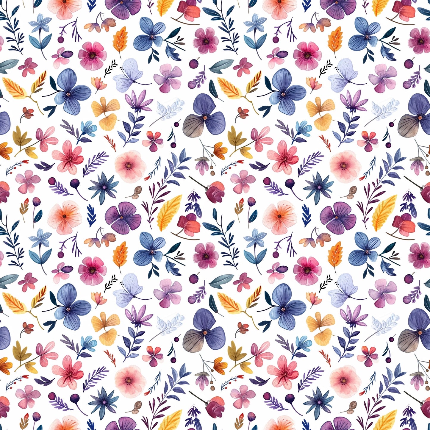 Colourful Flowers Digital Seamless Pattern