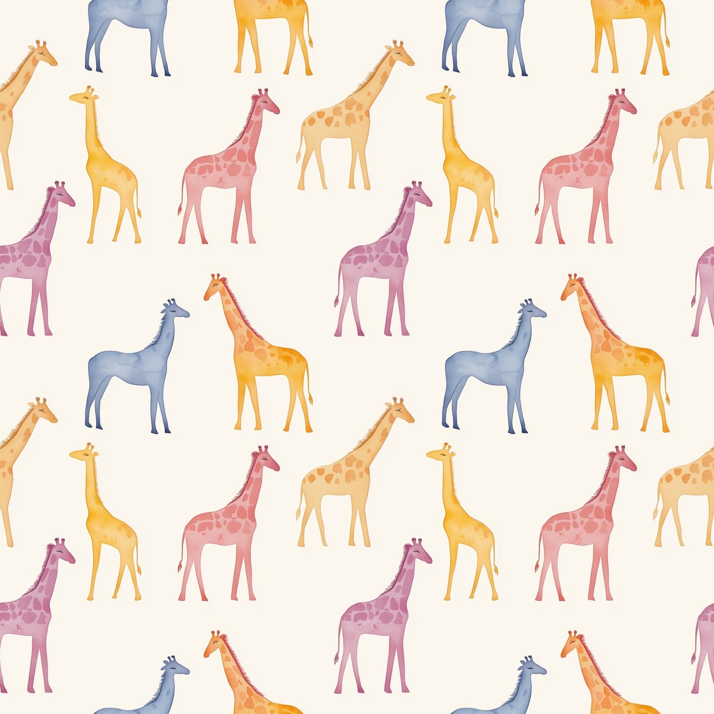 Colourful Giraffes Digital Seamless Pattern