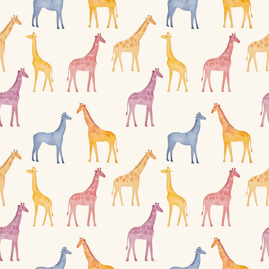 Colourful Giraffes Digital Seamless Pattern