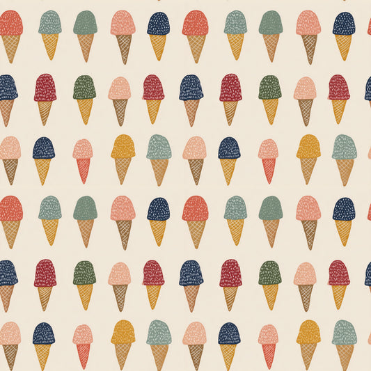 Colourful Ice Cream Cones Digital Seamless Pattern
