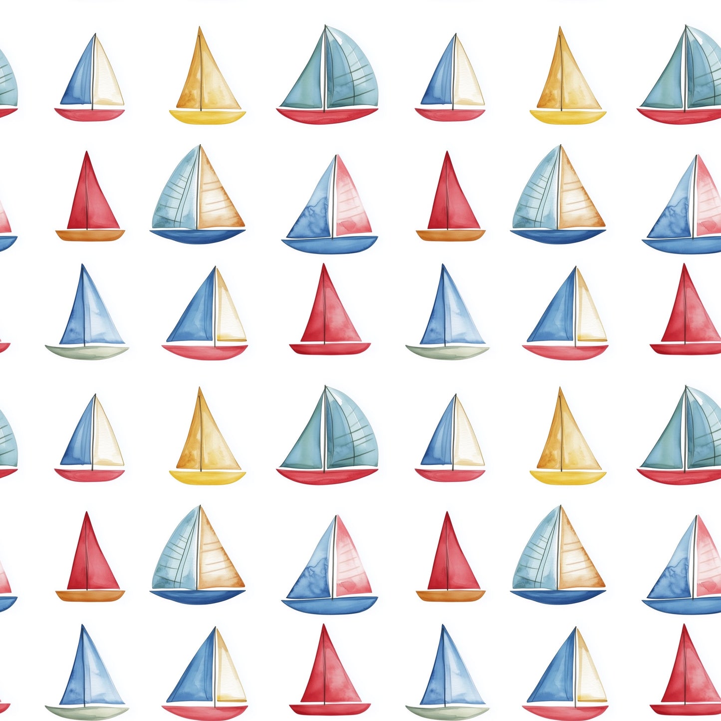 Colourful Sailboats Digital Seamless Pattern