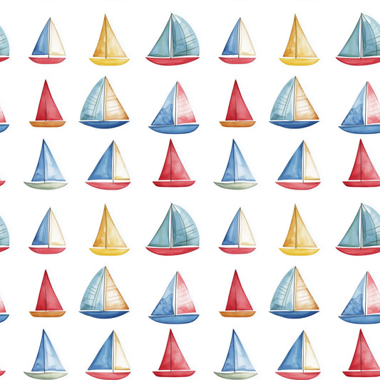 Colourful Sailboats Digital Seamless Pattern