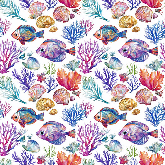 Colourful Fishes Digital Seamless Pattern