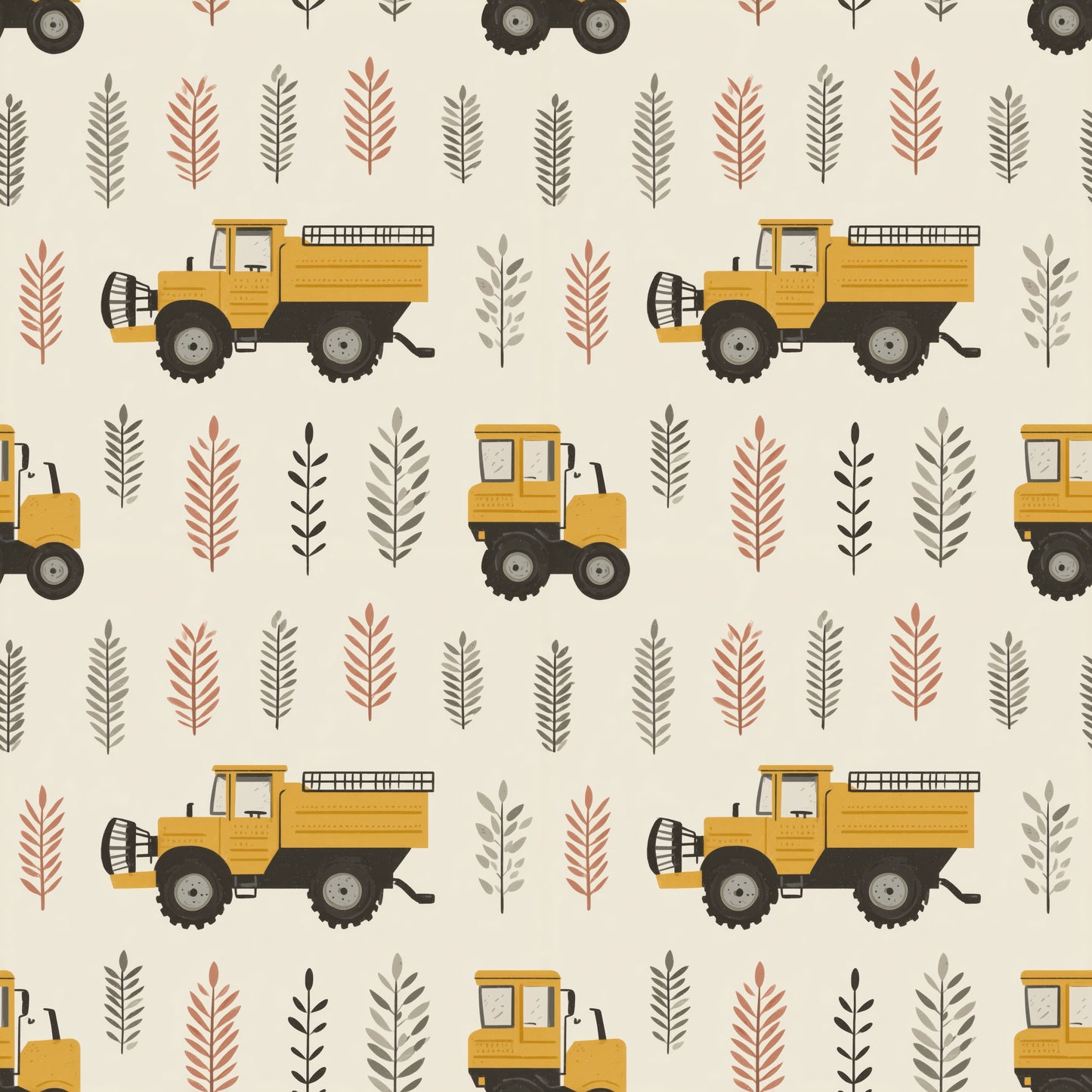Combine Harvesters Digital Seamless Pattern