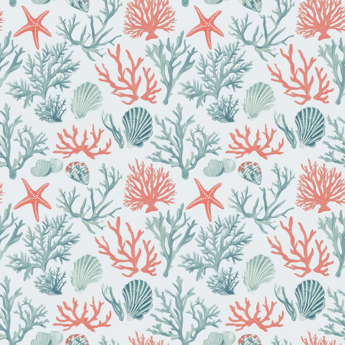 Coral Sea Digital Seamless Pattern