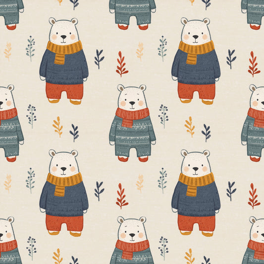 Cosy Polar Bears Digital Seamless Pattern