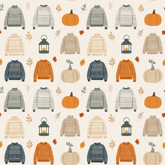 Cosy Sweaters & Pumpkins Digital Seamless Pattern