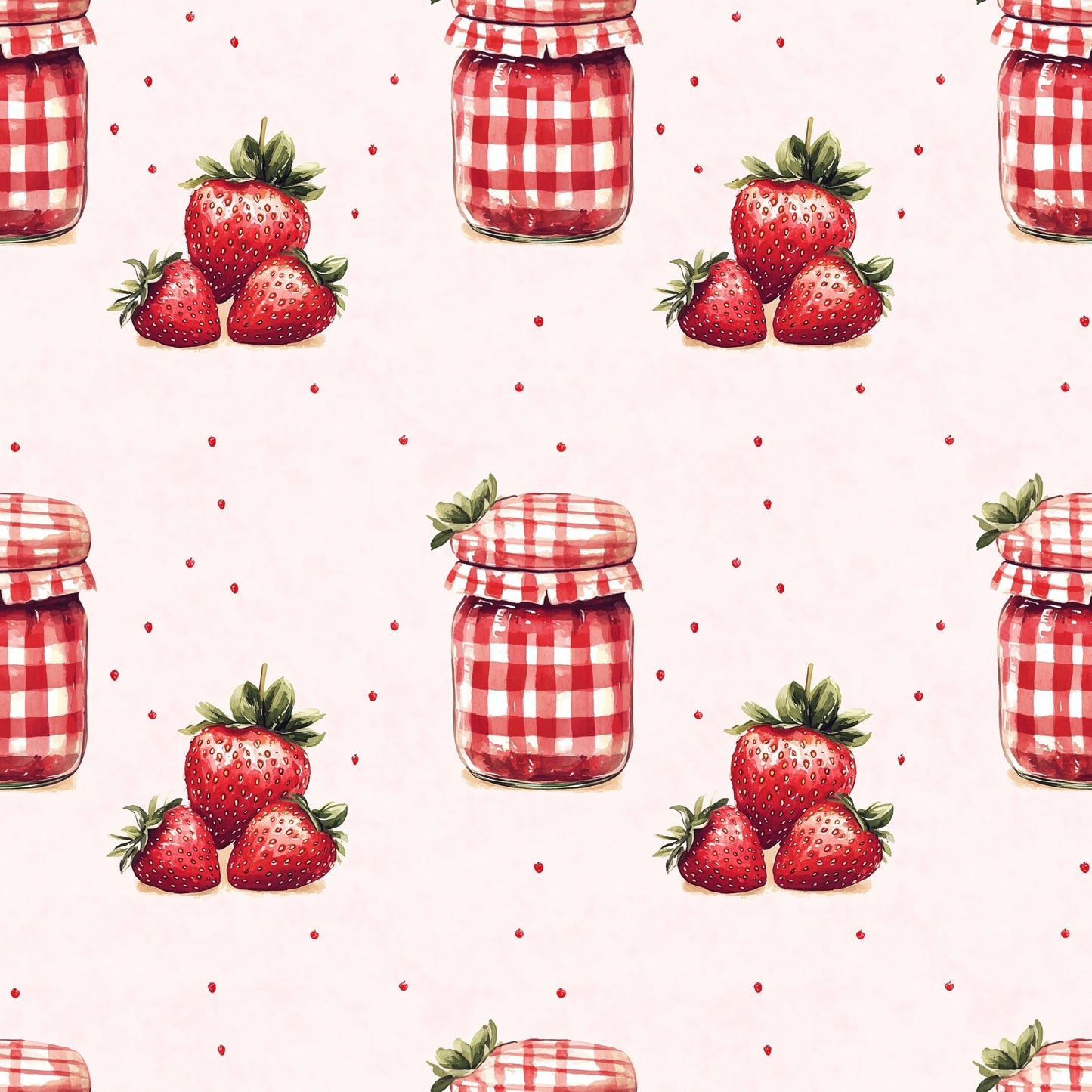 Cottage Style Strawberry Jam Digital Seamless Pattern
