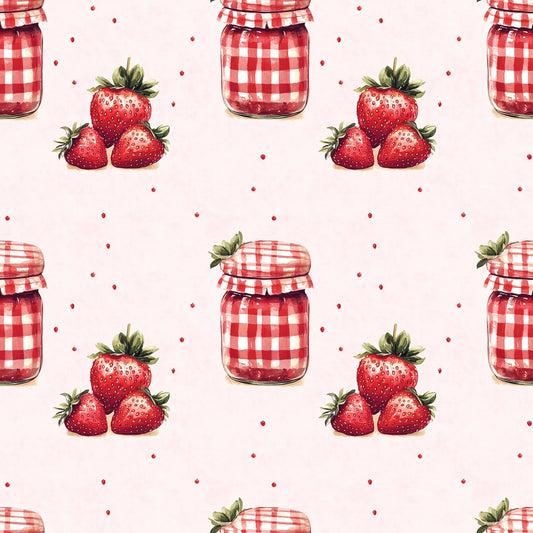 Cottage Style Strawberry Jam Digital Seamless Pattern