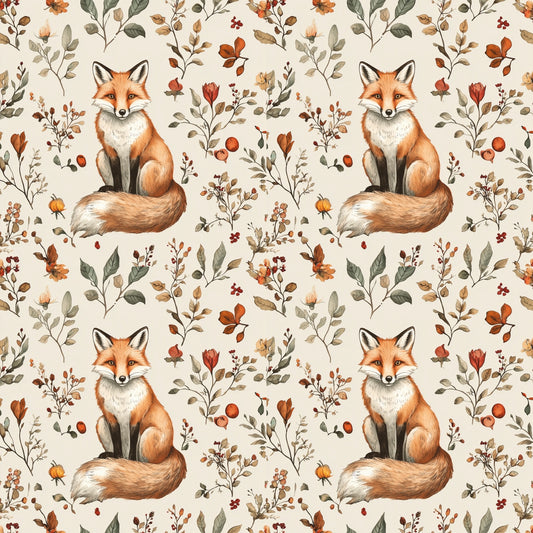 Cottagecore Foxes Digital Seamless Pattern