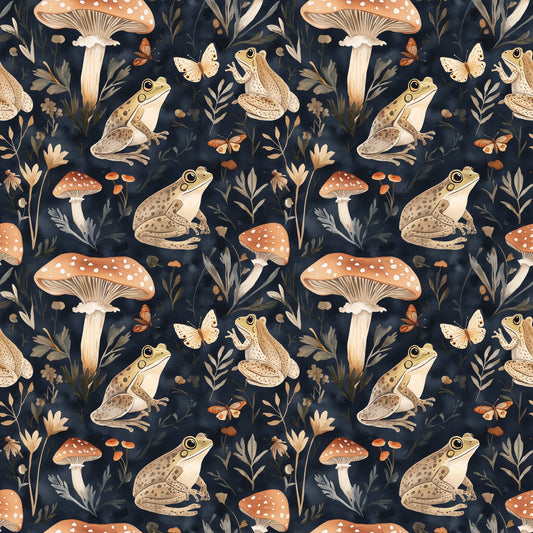 Cottagecore Frogs Digital Seamless Pattern