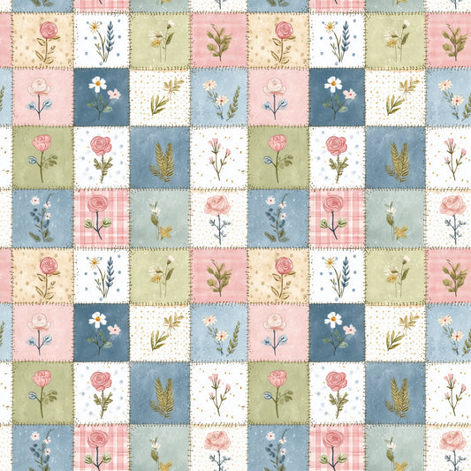 Country Cottage Patchwork Digital Seamless Pattern