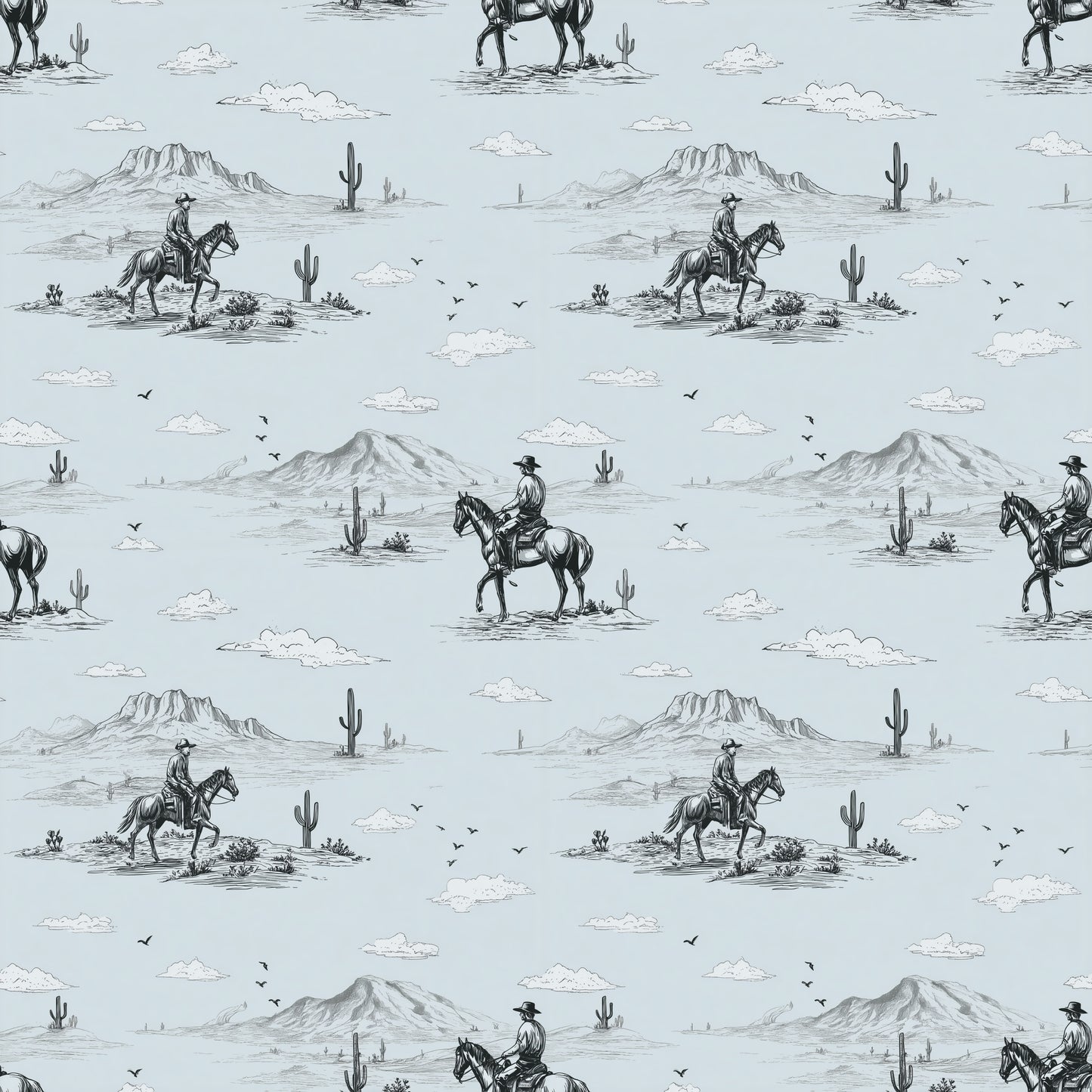 Cowboy Ride Digital Seamless Pattern