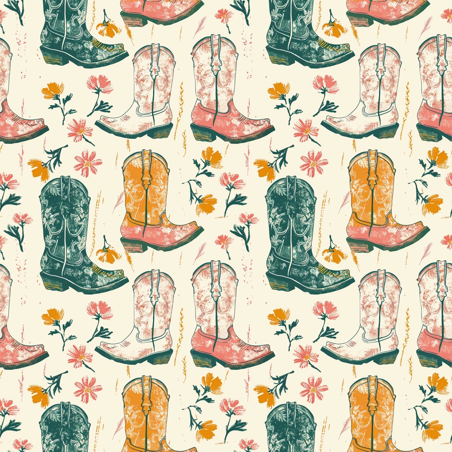 Cowgirl Boots Digital Seamless Pattern