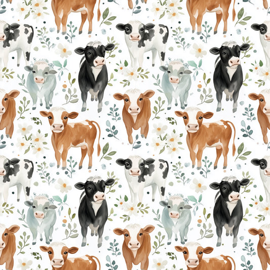 Cows & Daisies Digital Seamless Pattern
