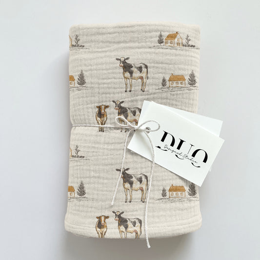 Cows on a Farm Digital Seamless Pattern